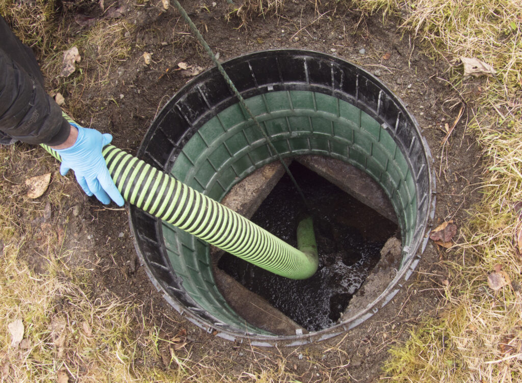 Advanced Septic Services pumps a residential septic tank