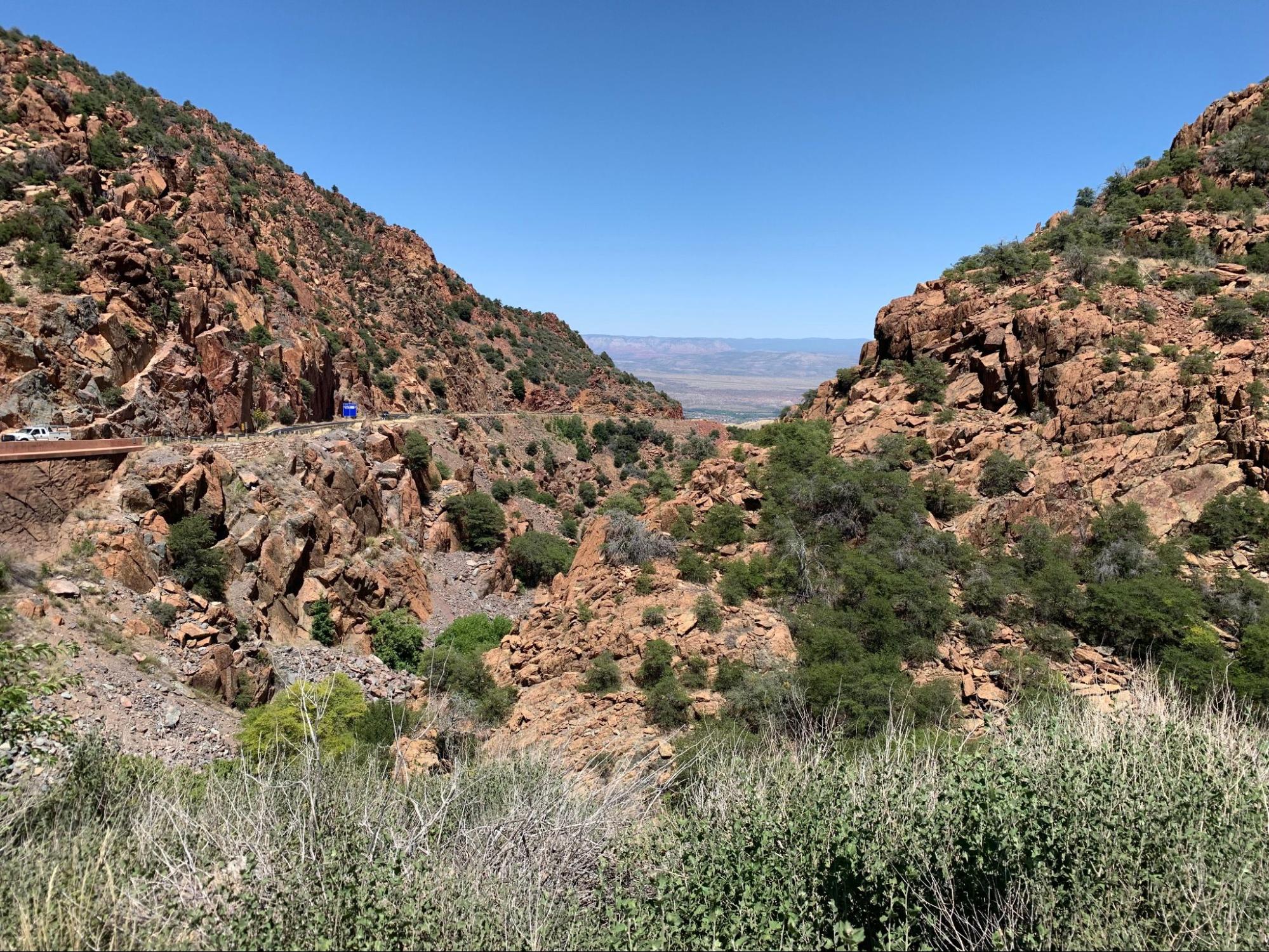 State Route 89A over Mingus Mountain, the range Advanced Septic Service crosses to reach Prescott Valley, AZ.